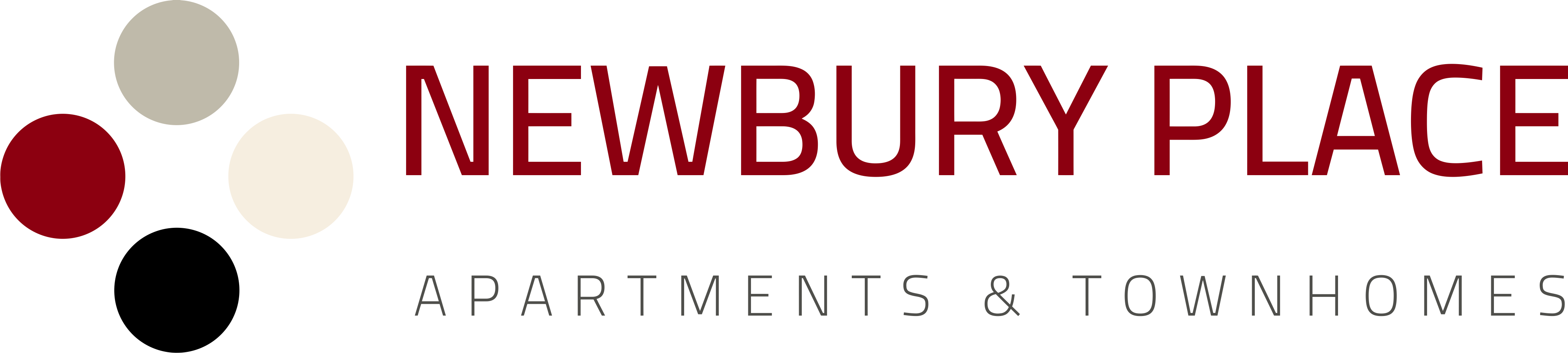 A logo for Newbury Place apartments and townhomes.